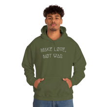 Load image into Gallery viewer, MAKE LØVE, NØT WAR UNISEX HOODIE