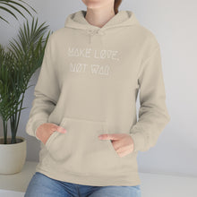 Load image into Gallery viewer, MAKE LØVE, NØT WAR UNISEX HOODIE