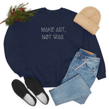 Load image into Gallery viewer, MAKE ART, NØT WAR UNISEX CREWNECK