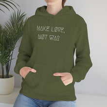 Load image into Gallery viewer, MAKE LØVE, NØT WAR UNISEX HOODIE