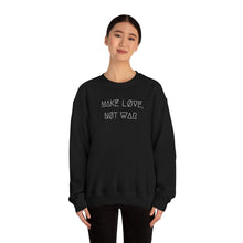 Load image into Gallery viewer, MAKE LØVE, NØT WAR UNISEX CREWNECK