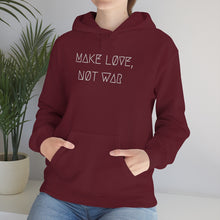 Load image into Gallery viewer, MAKE LØVE, NØT WAR UNISEX HOODIE